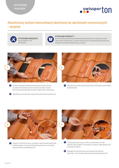 Instrukcja montażu - Aluminiowy system komunikacji dachowej do dachówek ceramicznych  – stopień