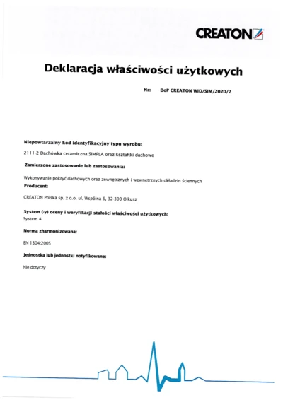 Deklaracja Właściwości Użytkowych (DOP) 2023 - SIMPLA
