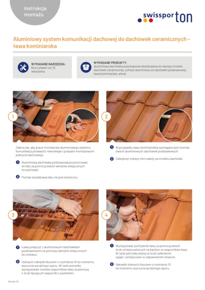 Instrukcja montażu - Aluminiowy system komunikacji dachowej do dachówek ceramicznych - ława kominiarska
