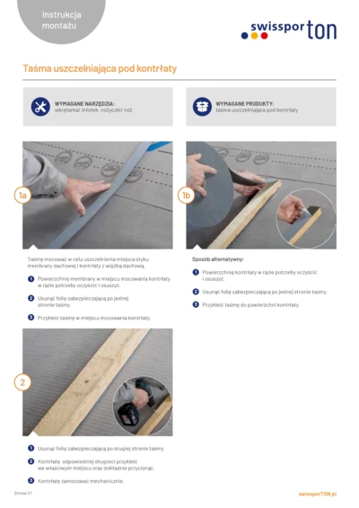 Instrukcja montażu - Taśma uszczelniająca pod kontrłąty