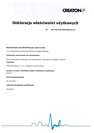 Deklaracja Właściwości Użytkowych (DOP) 2023 - KODA