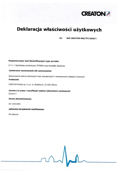 Deklaracja Właściwości Użytkowych (DOP) 2023 - TITANIA