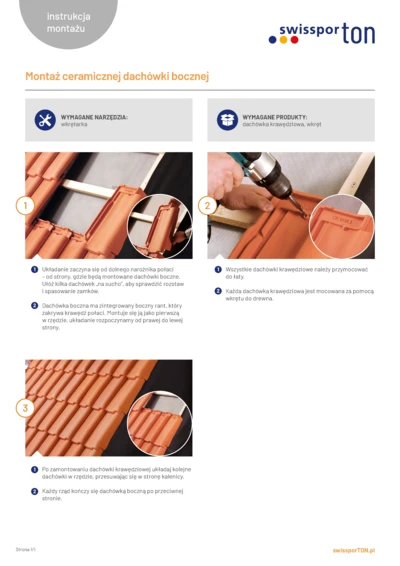 Instrukcja montażu - Montaż ceramicznej dachówki bocznej