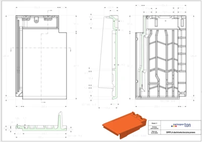 Pliki CAD produktu SIMPLA - dachówka boczna prawa