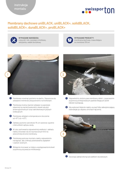 Instrukcja montażu - Membrany dachowe uniBLACK, uniBLACK+, solidBLACK,  solidBLACK+, duraBLACK+, proBLACK+