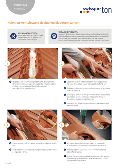 Instrukcja montażu - Kalenica wentylowana do dachówek ceramicznych